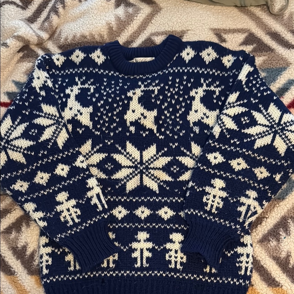 Vintage Lord & Taylor Reindeer Pattern Sweater ~ Medium ~ 100% Acrylic